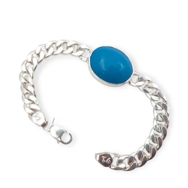 925 Sterling Silver Bracelet for Gents with Feroza Stone